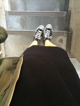 「CONVERSE（コンバース）のconverse/コンバース　ALL STAR HI（スニーカー、ブラック系）」を使った、Sさん（レディース・167cm）の秋コーディネート