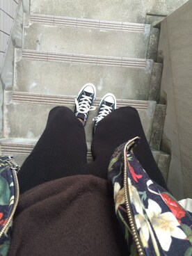 「CONVERSE（コンバース）のconverse/コンバース　ALL STAR HI（スニーカー、ブラック系）」を使った、Sさん（レディース・167cm）の秋コーディネート