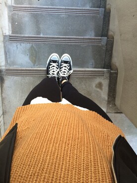「CONVERSE（コンバース）のconverse/コンバース　ALL STAR HI（スニーカー、ブラック系）」を使った、Sさん（レディース・167cm）の秋コーディネート