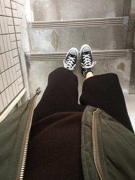 「CONVERSE（コンバース）のconverse/コンバース　ALL STAR HI（スニーカー、ブラック系）」を使った、Sさん（レディース・167cm）の秋コーディネート