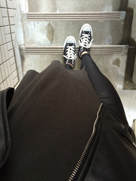 「CONVERSE（コンバース）のconverse/コンバース　ALL STAR HI（スニーカー、ブラック系）」を使った、Sさん（レディース・167cm）の秋コーディネート