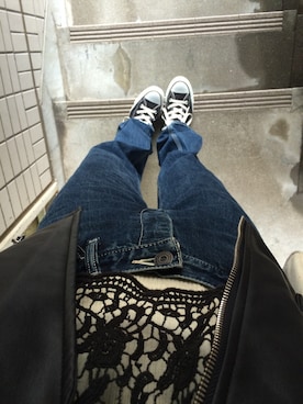 「CONVERSE（コンバース）のconverse/コンバース　ALL STAR HI（スニーカー、ブラック系）」を使った、Sさん（レディース・167cm）の秋コーディネート