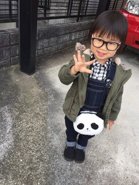 「アイテム（シャツワンピース）」を使った、A&Hさん（キッズ・90cm）の秋コーディネート