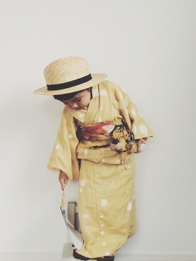 「handmade」｜「アイテム（浴衣）」を使った、kanayuraさん（キッズ・90cm）の夏コーディネート