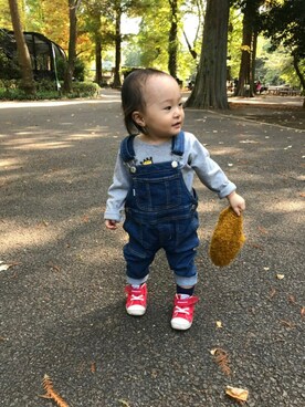 「秋冬」｜「アイテム（オールインワン・サロペット）」を使った、ASKさん（キッズ・80cm）の秋コーディネート