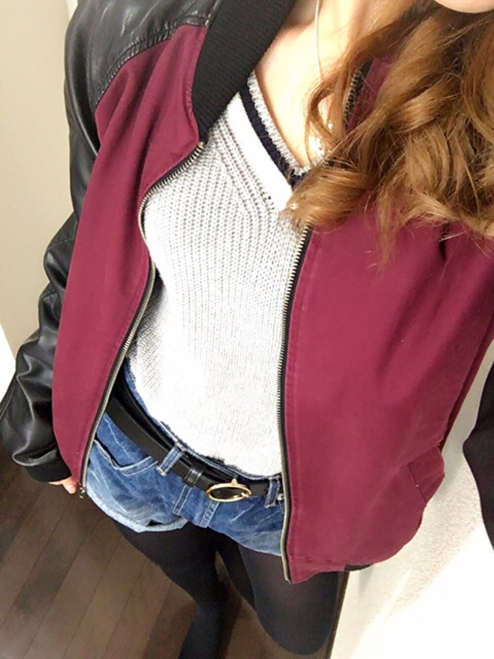 「プチプラ」｜「H&Mのアイテム（ブルゾン、ブラック系）」を使った、haruさん（レディース・157cm）の秋コーディネートの1枚目の写真