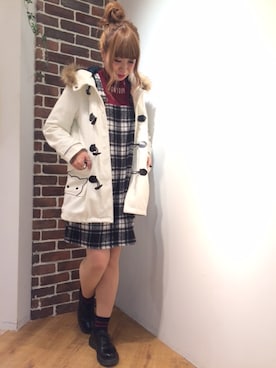 「アイテム（ダッフルコート、ホワイト系）」を使った、rydia.yuさん（レディース・163cm）の秋コーディネート