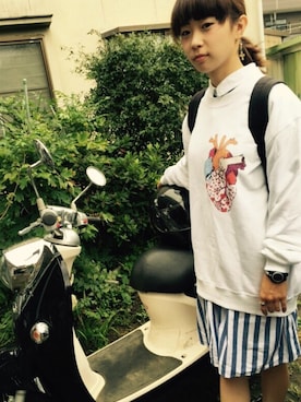 「スウェット×シャツ」｜ちさこりんさん（レディース・155cm）の秋コーディネート