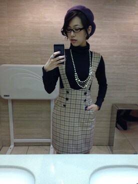 「Vivienne Westwood（ヴィヴィアンウエストウッド）のベレー帽（ハンチング/ベレー帽、パープル系）」を使った、Natsuさん（レディース・170cm）の春コーディネート