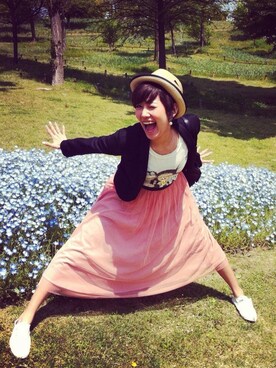 「ジャケット（その他アウター、ブラック系）」を使った、Natsuさん（レディース・170cm）の春コーディネート