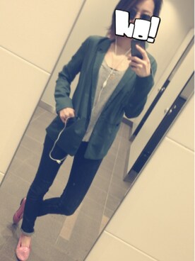 「Bershka（ベルシュカ）のジャケット（ミリタリージャケット、グリーン系）」を使った、Natsuさん（レディース・170cm）の春コーディネート