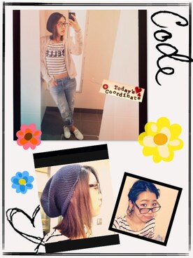 「H&M（エイチ・アンド・エム）のゆるゆるジーンズ（デニムパンツ、ブルー系）」を使った、Natsuさん（レディース・170cm）の春コーディネート