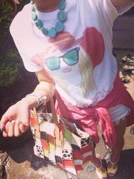 「Tシャツ（Tシャツ/カットソー、ホワイト系）」を使った、Natsuさん（レディース・170cm）の夏コーディネート