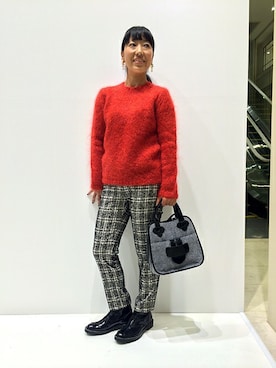 「ツイードパンツ」｜「アイテム（トートバッグ）」を使った、UNITED ARROWS 新宿店 STAFF 01さん（レディース・157cm）の秋コーディネート