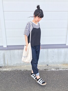 「ニコアンド」｜「アイテム（キャミソール）」を使った、AIRIさん（レディース・158cm）の夏コーディネート