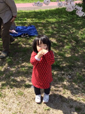 「marimekko（マリメッコ）のワンピース（ワンピース、レッド系）」を使った、katomi**さん（レディース・100cm）の春コーディネート