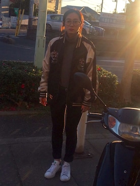 「アイテム（ナイロンジャケット）」を使った、つるさん（レディース・160cm）の冬コーディネート