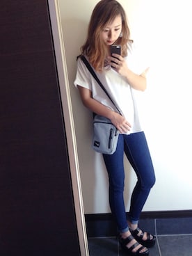 「NIKE(ナイキ)のアイテム(ショルダーバッグ)」を使った、Y U M Iさん(レディース・160cm)の夏コーディネート