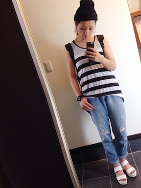 「BACKS（バックス）のアイテム（腕時計）」を使った、Y U M Iさん（レディース・160cm）の夏コーディネート