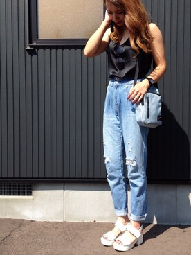 「NIKE(ナイキ)のアイテム(ショルダーバッグ)」を使った、Y U M Iさん(レディース・160cm)の夏コーディネート