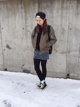 「※ALPHA（アルファ）のアイテム（バックパック/リュック）」を使った、Y U M Iさん（レディース・160cm）の冬コーディネート