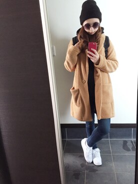 「※ALPHA（アルファ）のアイテム（バックパック/リュック）」を使った、Y U M Iさん（レディース・160cm）の冬コーディネート