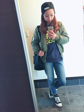 「※ALPHA（アルファ）のアイテム（バックパック/リュック）」を使った、Y U M Iさん（レディース・160cm）の冬コーディネート