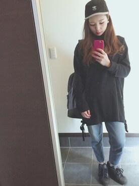 「※ALPHA（アルファ）のアイテム（バックパック/リュック）」を使った、Y U M Iさん（レディース・160cm）の春コーディネート