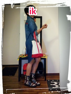 「Rodeo Crowns（ロデオクラウンズ）のアイテム（シャツワンピース）」を使った、いくさん（レディース・155cm）の夏コーディネート