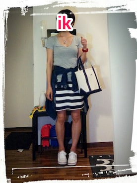 「白いスニーカー」｜「アイテム（腕時計）」を使った、いくさん（レディース・155cm）の夏コーディネート