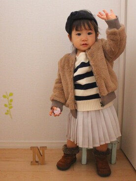 「RADCHAP（ラッドチャップ）のアイテム（ブルゾン）」を使った、nozo◡̈♥︎♡さん（キッズ・80cm）の秋コーディネート