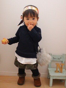 nozo◡̈♥︎♡さん（キッズ・80cm）の秋コーディネート