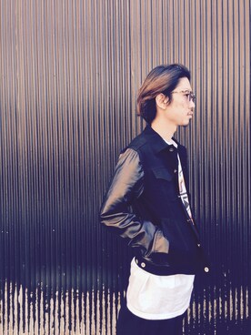 「PARADOX（パラドックス）のアイテム（デニムジャケット）」を使った、PRDXさん（メンズ・172cm）の秋コーディネート