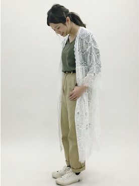 「メチャカリ」｜「アイテム（Tシャツ/カットソー）」を使った、か り ん さ んさん（レディース・158cm）の春コーディネート