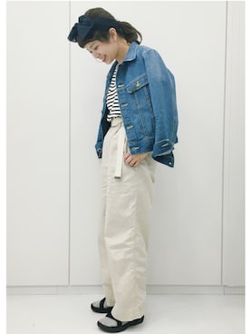 「メチャカリ」｜「アイテム（Tシャツ/カットソー）」を使った、か り ん さ んさん（レディース・158cm）の春コーディネート