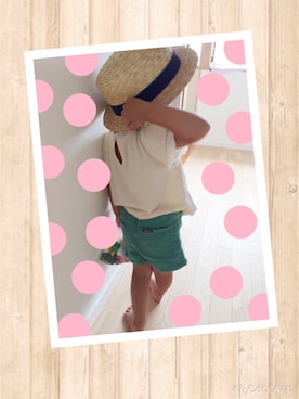 「袖フリル」｜「アイテム（チュニック）」を使った、まいよあにさん（キッズ・90cm）の夏コーディネート