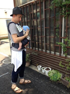 「JOURNAL STANDARD relume（ジャーナルスタンダード　レリューム）のアイテム（ハット）」を使った、EishinAbAさん（メンズ・174cm）の夏コーディネート