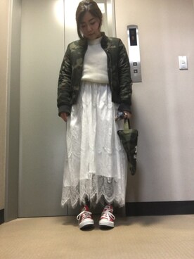 「LOUNGEDRESS（ラウンジドレス）のアイテム（ブルゾン）」を使った、ponさん（レディース・154cm）の冬コーディネート