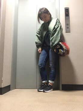 「ハラチ」｜「アイテム（ブルゾン）」を使った、ponさん（レディース・154cm）の秋コーディネート