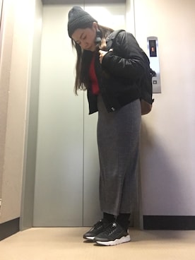 「BLISS POINT（ブリスポイント）のアイテム（帽子）」を使った、ponさん（レディース・154cm）の冬コーディネート