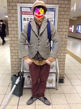 「KAPITAL」｜「アイテム（その他アウター）」を使った、とうふさん（メンズ・168cm）の冬コーディネート