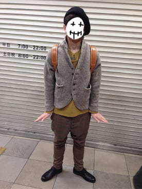 「KAPITAL」｜「アイテム（ハンチング/ベレー帽）」を使った、とうふさん（メンズ・168cm）の春コーディネート
