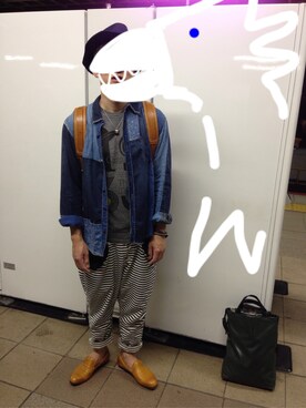 「KAPITAL」｜「アイテム（アクセサリー）」を使った、とうふさん（メンズ・168cm）の春コーディネート
