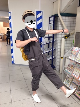 「KAPITAL」｜「アイテム（サロペット/オーバーオール）」を使った、とうふさん（メンズ・168cm）の夏コーディネート
