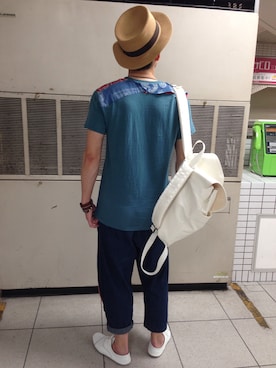 「KAPITAL」｜「アイテム（アクセサリー）」を使った、とうふさん（メンズ・168cm）の夏コーディネート