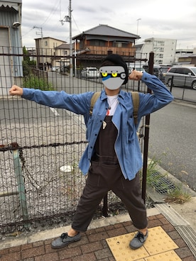 「KAPITAL」｜「アイテム（サロペット/オーバーオール）」を使った、とうふさん（メンズ・168cm）の秋コーディネート
