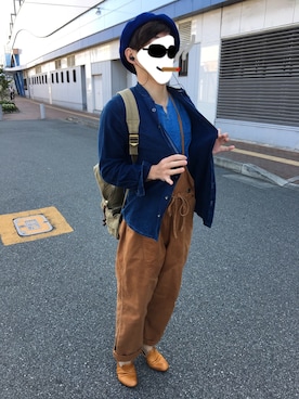 「KAPITAL（キャピタル）のアイテム（オールインワン・サロペット）」を使った、とうふさん（メンズ・168cm）の秋コーディネート