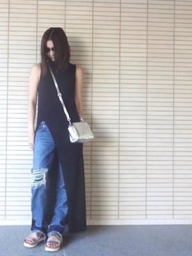 「AP STUDIO（エーピーストゥディオ）のアイテム（ワンピース/ドレス）」を使った、mieさん（レディース・159cm）の夏コーディネート