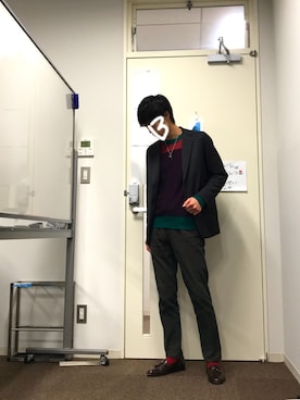 「lot holon（ロットホロン）のアイテム（ニット/セーター）」を使った、べべべさん（メンズ・174cm）の秋コーディネート