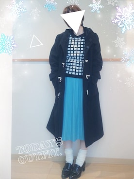 「ロング丈ダッフル」｜「アイテム（アクセサリー）」を使った、ケイティさん（レディース・157cm）の冬コーディネート